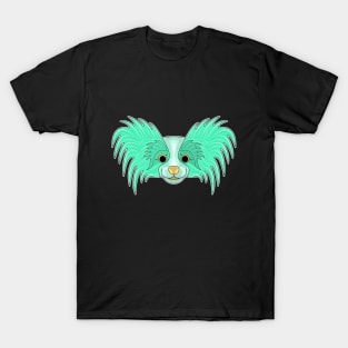 cute cyan papillon dog face T-Shirt